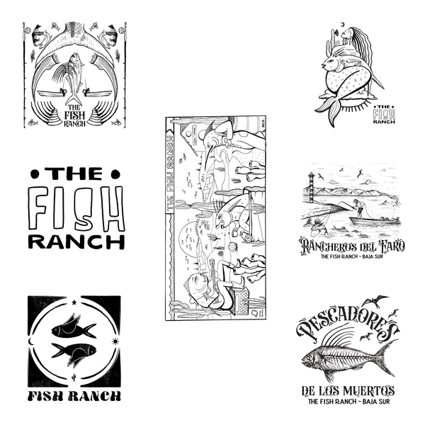 Black & White Fish Ranch Logos Sticker Pack