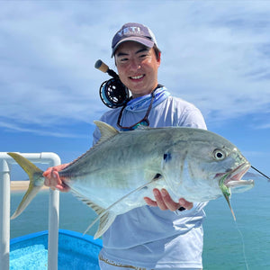 Jack Crevalle caught and released while fly fishing with outfitter The Fish Ranch in Baja California Sur, Mexico 
