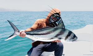 All smiles after landing a roosterfish on the fly, The Fish Ranch Hosted Trips, La Ventana, BCS 