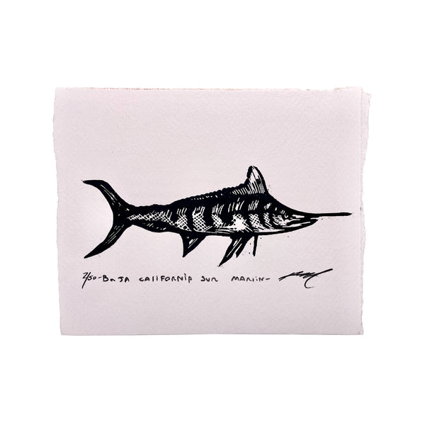 Linocut Print » Roosterfish + Marlin